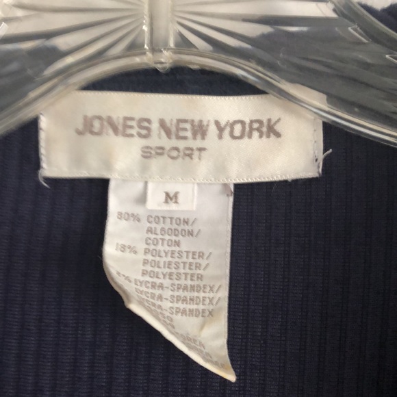 Jones of New York Sport Navy velvet type hooded zipper jacket size Med. - Picture 4 of 8